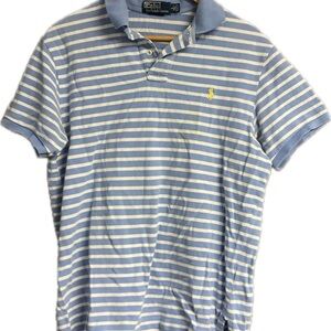 Polo L by Ralph Lauren Men's Blue white Striped Shirt yellow pony